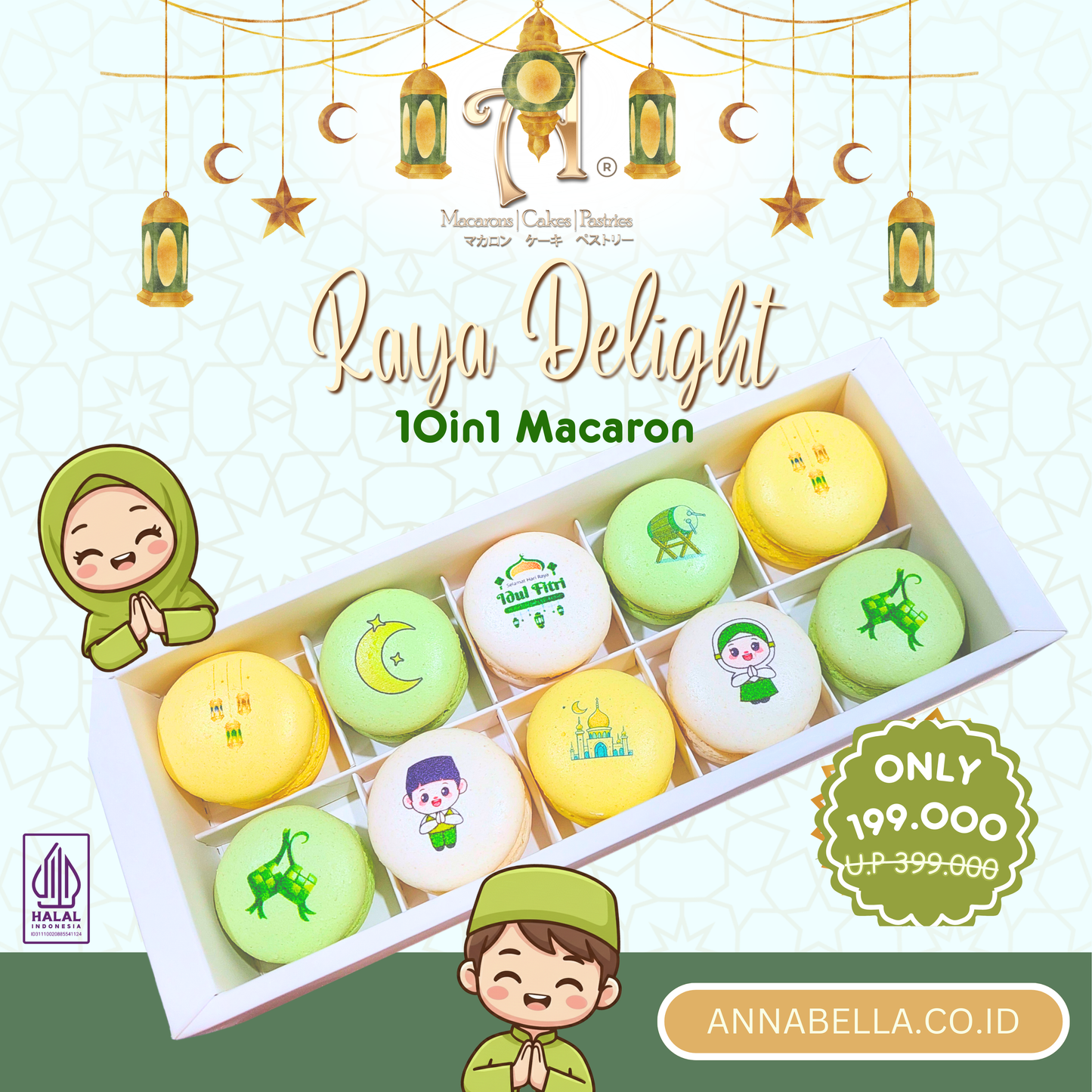 Pre Order Hamper Idul Fitri | 10in1 Raya Delight Macaron in Gift Box | Special Price Rp. 199,000