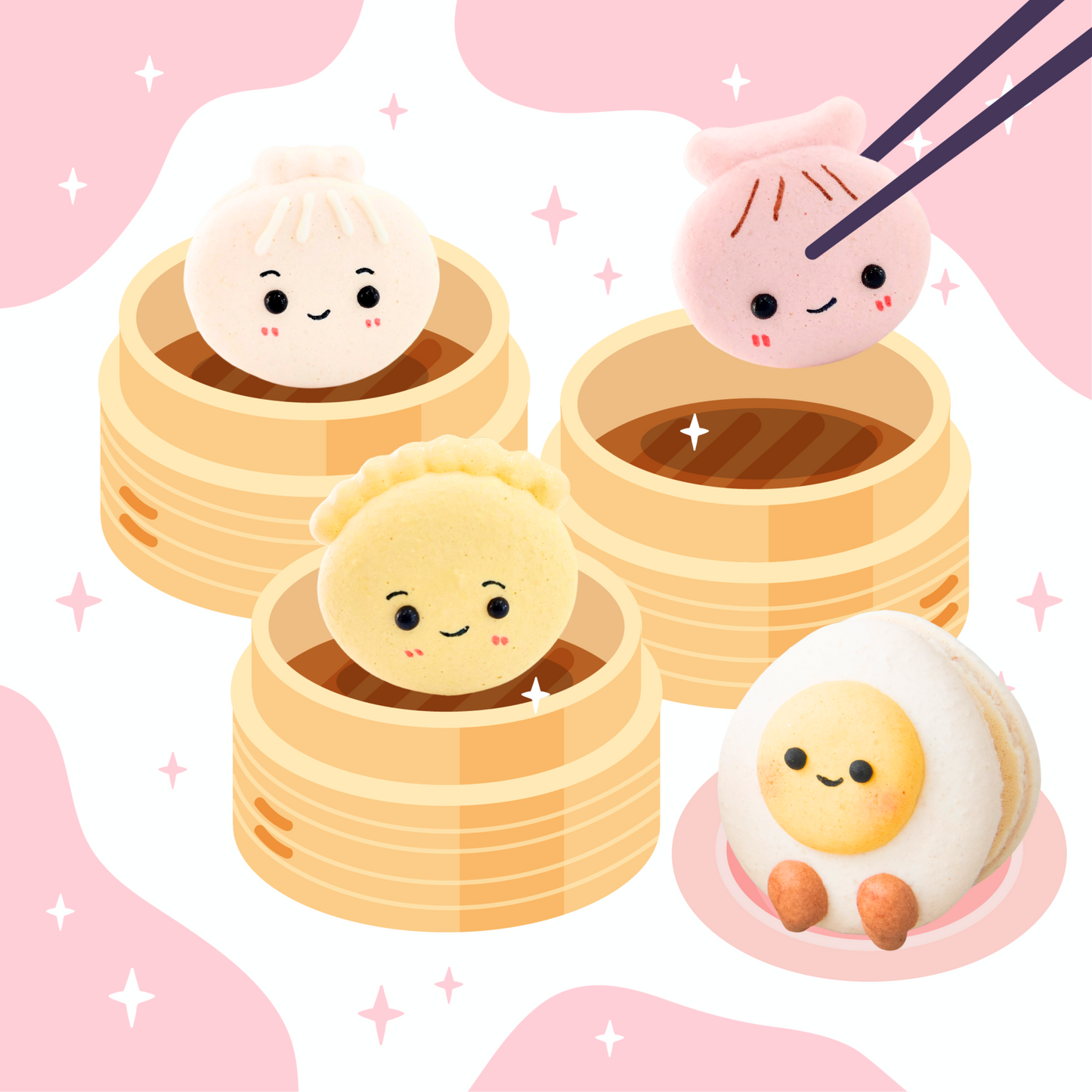 4PCS Smiley Dimsum Macaron In Gift Box | Special Price Rp118.000