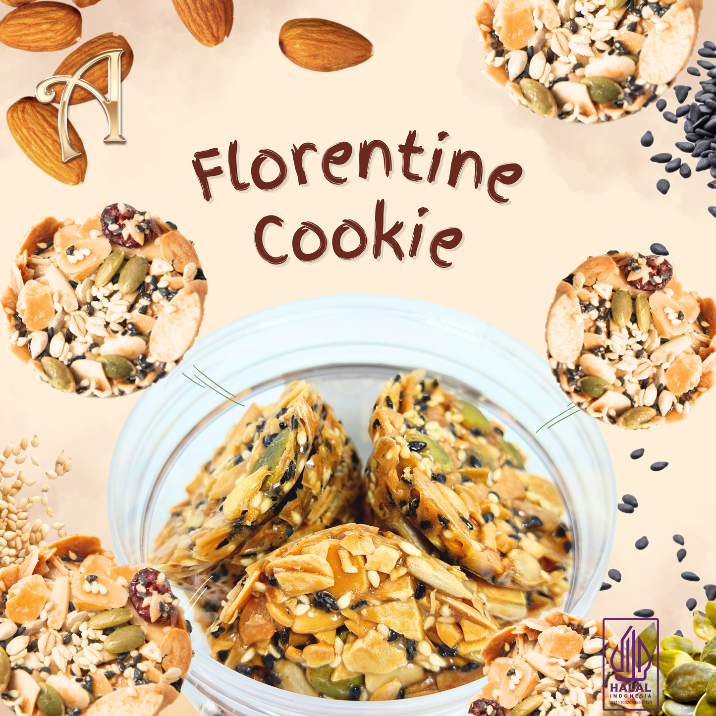 Premium Florentine Cookies Almond | Snack | Florenta | Special Price Rp79.000