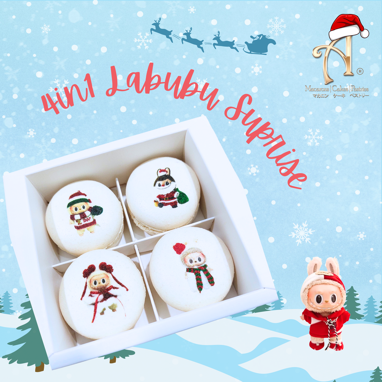 Pre Order Ho ho ho! | Merry Christmas | 4pcs Labubu Surprise in gift box | Special Price Rp.118,000